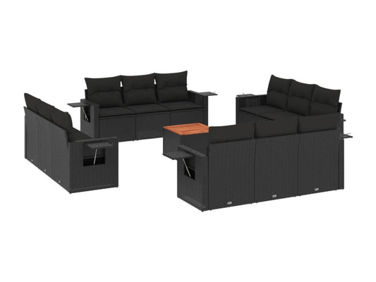 Ensemble de mobilier d'extérieur en résine tressée noire