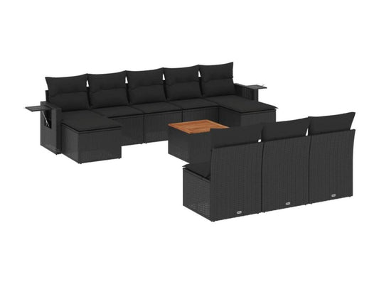 Ensemble de mobilier d'extérieur en résine tressée noire