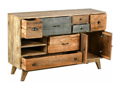 Commode en métal naturel, 120 x 35 x 76 cm